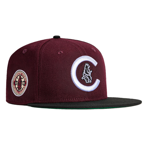 New Era 59Fifty Chicago Cubs 1908 World Series Patch Hat - Maroon, Black