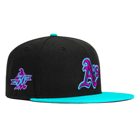 New Era 59Fifty Oakland Athletics 30th Anniversary Patch Hat - Black, Royal, Teal, Purple