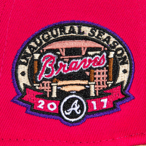 New Era 59Fifty Atlanta Braves Inaugural Patch Hat - Magenta, Tan