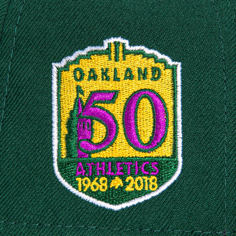 New Era 59Fifty Silk Icys Oakland Athletics 50th Anniversary Patch BP Hat - Green
