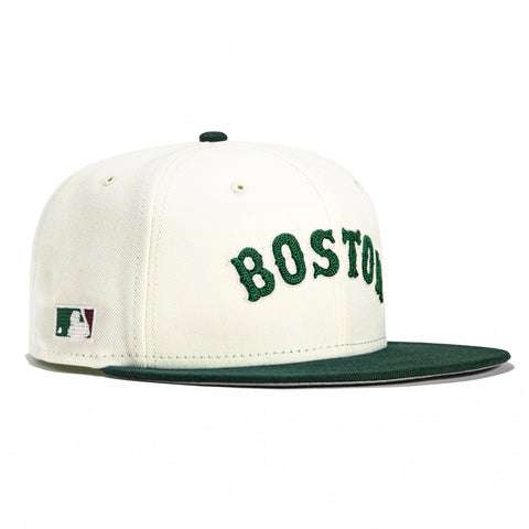 New Era 59FIFTY Chain Stitch Boston Red Sox Hat - White, Green White/Green / 7 1/8