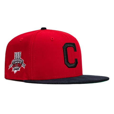 New Era 59Fifty Cord Visor Cleveland Indians Jacobs Field Patch Hat - Red, Navy