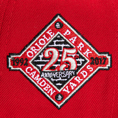 New Era 59Fifty Cord Visor Baltimore Orioles 25th Anniversary Patch Hat - Red, Navy