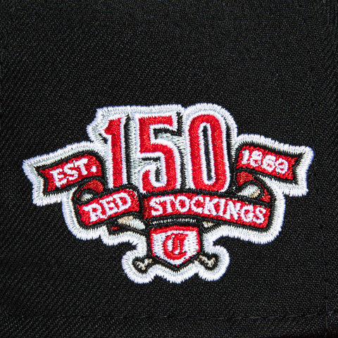 New Era 59Fifty Silky Pink UV Cincinnati Reds 150th Anniversary Patch Hat - Black, Red