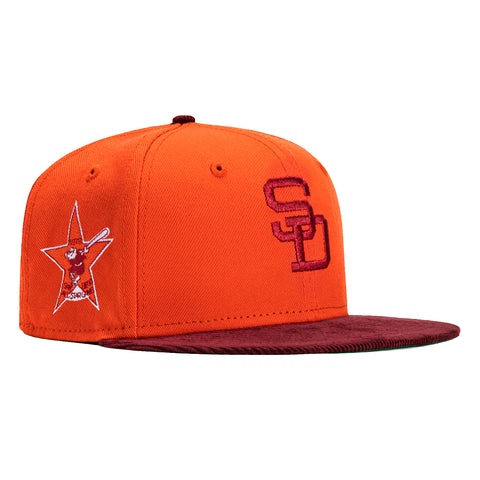 New Era 59Fifty Cord Visor San Diego Padres 1978 All Star Game Patch Hat - Orange, Maroon