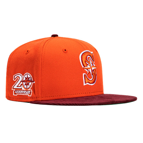 New Era 59Fifty Cord Visor Seattle Mariners 20th Anniversary Patch Hat - Orange, Maroon