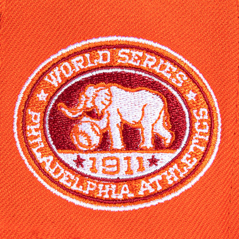 New Era 59Fifty Cord Visor Philadelphia Athletics 1911 World Series Patch Hat - Orange, Maroon