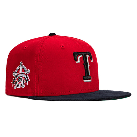 New Era 59Fifty Cord Visor Texas Rangers 1995 All Star Game Patch Hat - Red, Navy