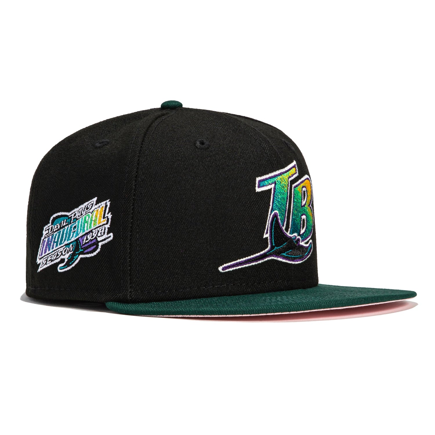 New Era 59Fifty Silky Pink UV Tampa Bay Rays Inaugural Patch Hat - Bla ...