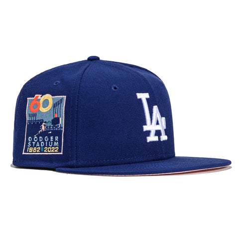 New Era 59FIFTY Silky Pink UV Los Angeles Dodgers 60th Anniversary Stadium Patch Hat - Royal Royal / 7 5/8