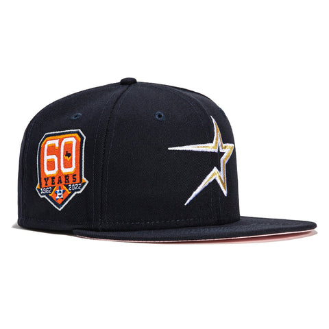 New Era 59Fifty Silky Pink UV Houston Astros 60th Anniversary Patch Hat - Navy