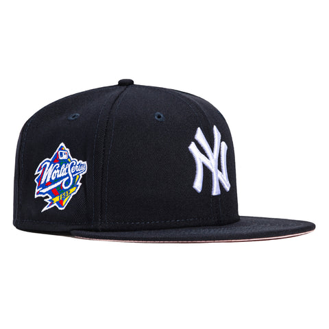 New Era 59Fifty Silky Pink UV New York Yankees 1998 World Series Patch Hat - Navy