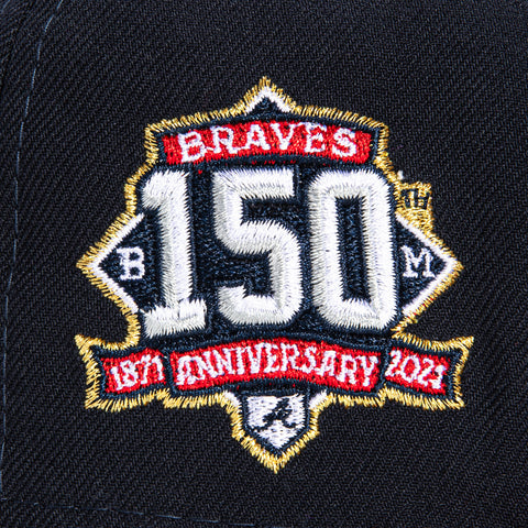 New Era 59Fifty Silky Pink UV Atlanta Braves 150th Anniversary Patch Hat - Navy, Red