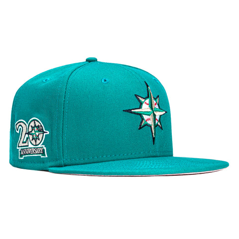 New Era 59Fifty Silky Pink UV Seattle Mariners 20th Anniversary Patch Hat - Teal