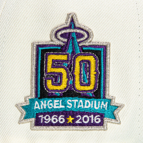 New Era 59Fifty Los Angeles Angels 50th Anniversary Stadium Patch Hat - White, Teal, Maroon