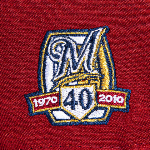 New Era 59Fifty Milwaukee Brewers 40th Anniversary Patch Logo Hat - Sedona Red, Light Navy