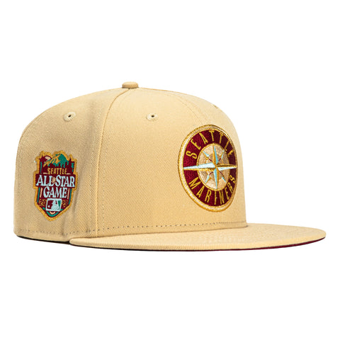 New Era 59FIFTY Seattle Mariners 2023 All Star Game Patch Logo Hat - Tan, Maroon, Gold Tan/Maroon/Gold / 7 1/8
