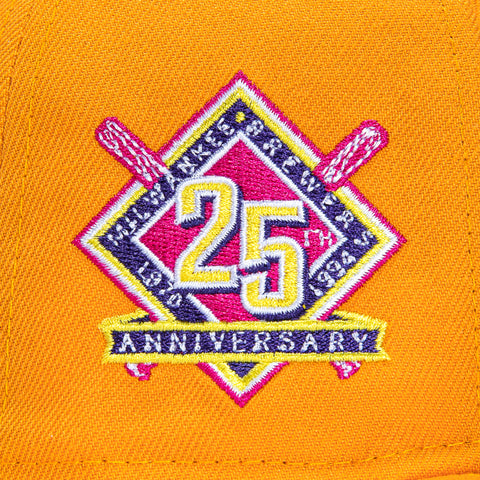 New Era 59Fifty Sauce Milwaukee Brewers 25th Anniversary Patch Hat - Light Orange