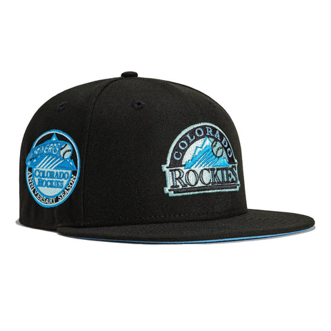 New Era 59Fifty Black Ice Colorado Rockies 10th Anniversary Patch Logo Hat - Black