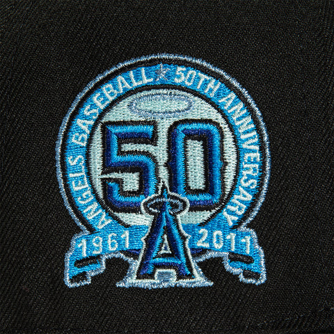 New Era 59Fifty Black Ice Los Angeles Angels 50th Anniversary Patch Alternate Hat - Black