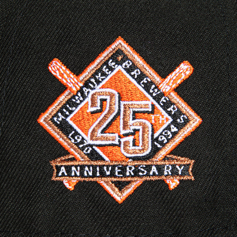New Era 59Fifty Milwaukee Brewers 25th Anniversary Patch Logo Hat - Black, Orange