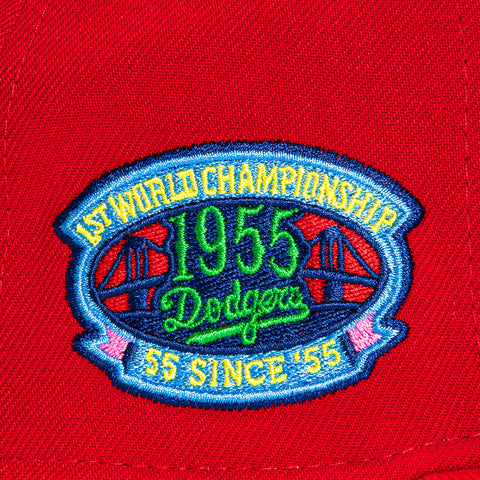 New Era 59Fifty Spike Brooklyn Dodgers 1955 World Series Champions Patch Script Hat - Red, Gold