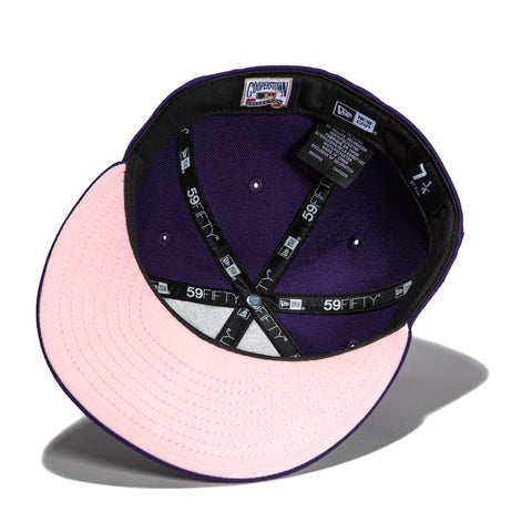 New Era 59Fifty New York Yankees Subway Series Patch Pink UV Hat - Purple