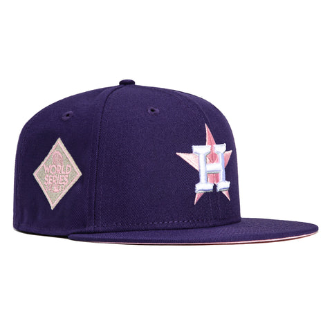 New Era 59Fifty Houston Astros 2017 World Series Patch Pink UV Hat - Purple