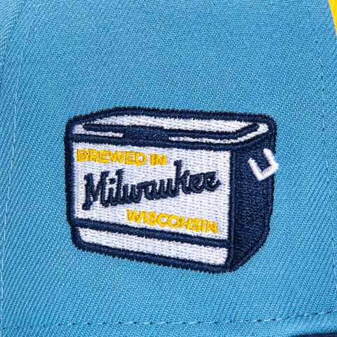 New Era 59Fifty Milwaukee Brewers City Connect Patch Grill Rail Hat - Gold, Light Blue, Light Navy