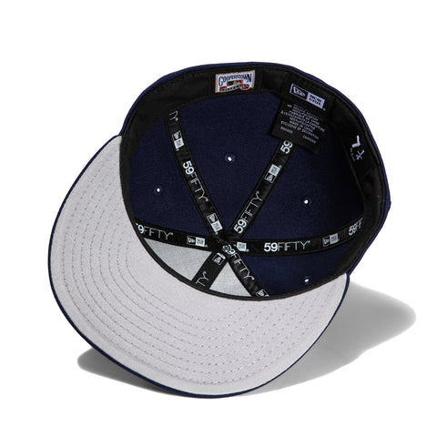 New Era 59Fifty Los Angeles Angels Logo Patch Alternate Pinstripe Rail Jersey Hat - White, Light Navy