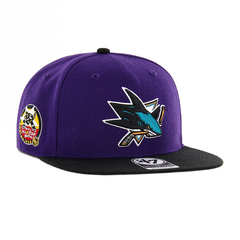 47 Brand Sureshot San Jose Sharks 1996 All Star Game Patch Snapback Hat - Purple, Black