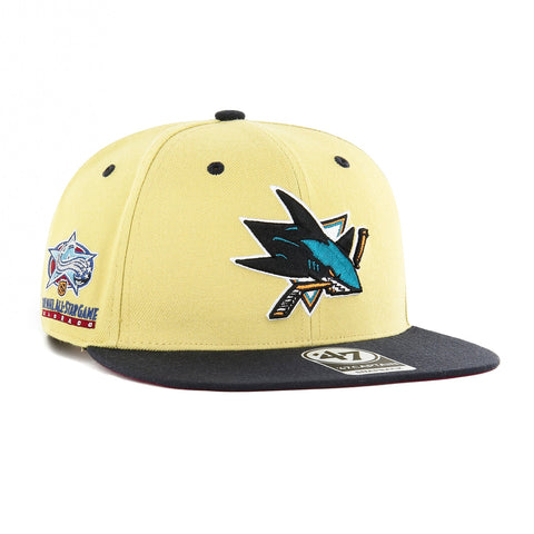 47 Brand Sureshot San Jose Sharks 2001 All Star Game Patch Snapback Hat - Tan, Navy, Cardinal