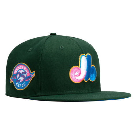 New Era 59Fifty Peacock Pack Montreal Expos 25th Anniversary Patch Neon Blue UV Hat - Green