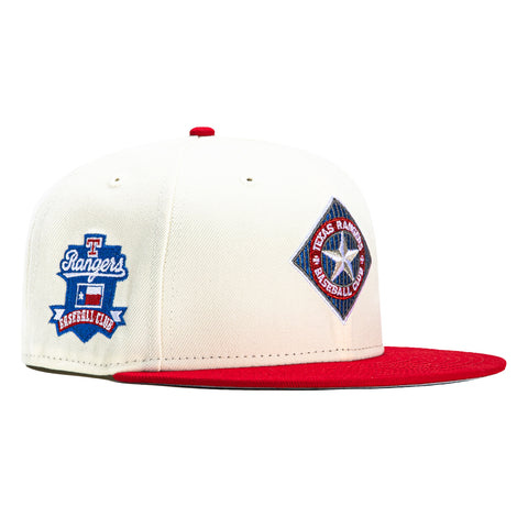 New Era 59Fifty Texas Rangers Baseball Club Logo Patch Hat - White, Red