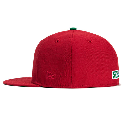 New Era 59Fifty Port City Roosters Logo Patch Hat - Cardinal, White