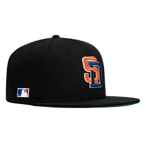 New Era 59Fifty Batty San Diego Padres Batterman Logo Patch Hat - Black, Navy, Orange