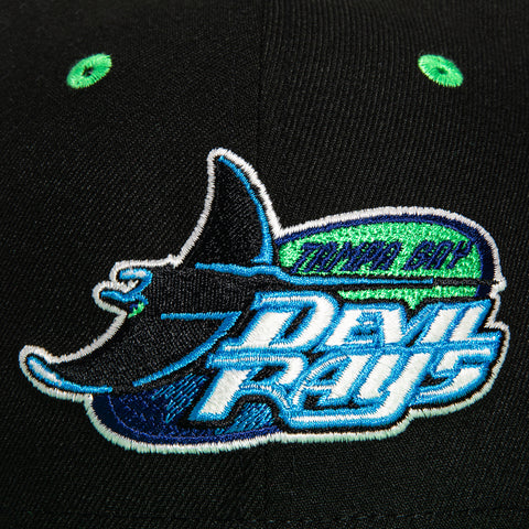 New Era 59Fifty Tampa Bay Rays Tropicana Field Patch Word Hat - Black, Lime Green