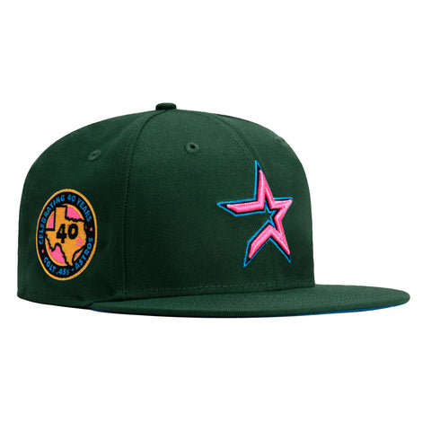 New Era 59Fifty Peacock Pack Houston Astros 40 Years Patch Neon Blue UV Hat - Green