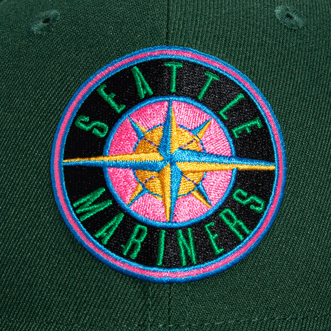 New Era 59Fifty Peacock Pack Seattle Mariners 25th Anniversary Patch Neon Blue UV Logo Hat - Green