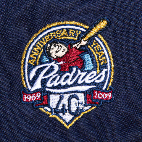 New Era 59Fifty San Diego Padres 40th Anniversary Patch Logo Hat - Light Navy, Tan