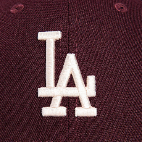 New Era 59Fifty Velvet Los Angeles Dodgers 100th Anniversary Patch Hat - Maroon, Stone, Pink