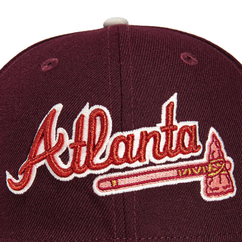 New Era 59Fifty Velvet Atlanta Braves 2000 All Star Game Patch Jersey Hat - Maroon, Stone, Pink