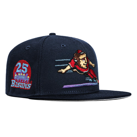 New Era 59Fifty Buffalo Bisons 25th Anniversary Patch Slide Hat - Navy, Red, Purple