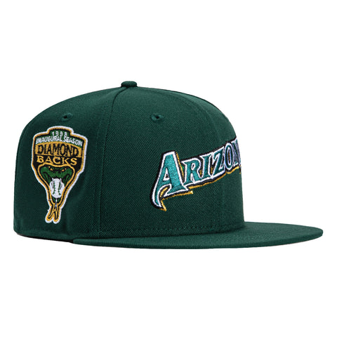 New Era 59Fifty Arizona Diamondbacks Inaugural Patch Word Hat - Green, Metallic Gold