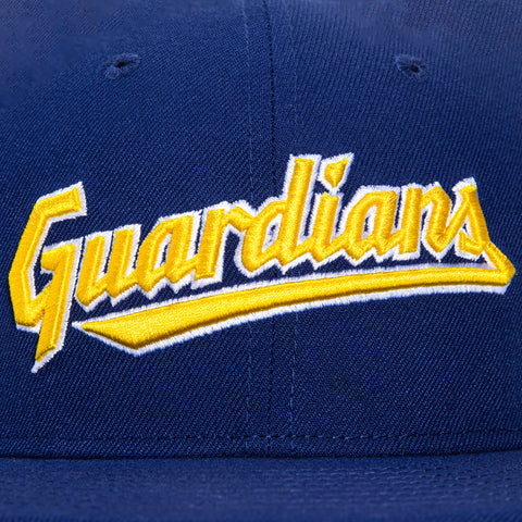 New Era 59Fifty Cleveland Guardians Logo Patch Word Hat - Royal, Grey, Gold