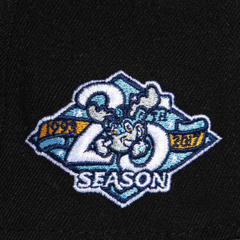 New Era 59Fifty Wilmington Blue Rocks 25th Season Patch Hat - Black, Light Blue