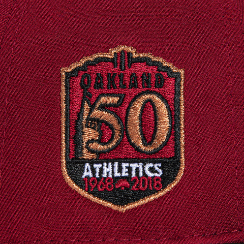 New Era 59Fifty Cord Visor Oakland Athletics 50th Anniversary Patch Hat - Cardinal, Black