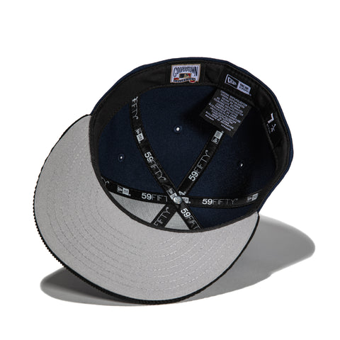 New Era 59Fifty Cord Visor Los Angeles Dodgers 50th Anniversary Stadium Patch Word Hat - Navy, Black