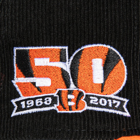 New Era 59Fifty Corduroy Crown Cincinnati Bengals 50th Anniversary Patch Hat - Black, Orange