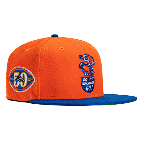 New Era 59Fifty Denver Broncos 50th Anniversary Patch Hat - Orange, Royal